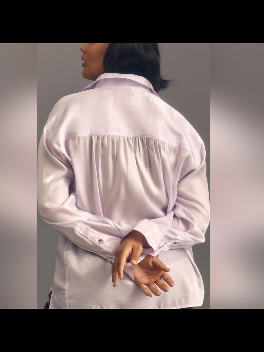 Anthropologie Pilcro Sheen Collared Blouse in Light Lilac - Picture 2 of 6